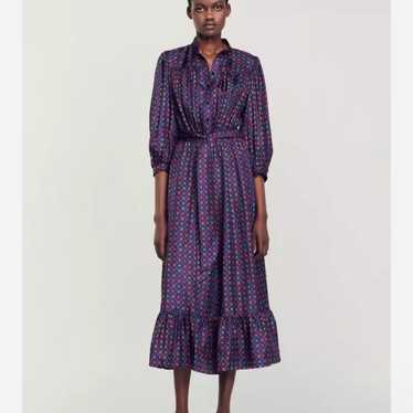 SANDRO Geometric Print Midi Dress - image 1