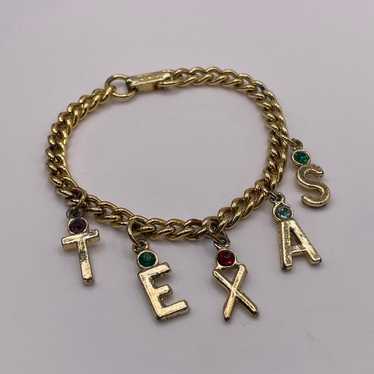 VTG - TEXAS Gold Charm Bracelet - image 1