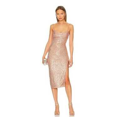 MAJORELLE Maizie Midi Dress in Rose Gold