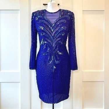 Stenay Paris Vintage Blue Silk Heavily Beaded Embe