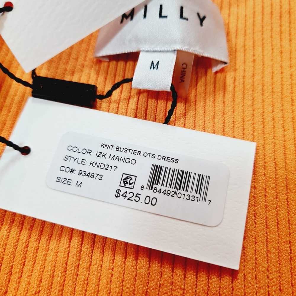 MILLY Knit Bustier Midi Dress in Mango Medium - image 6