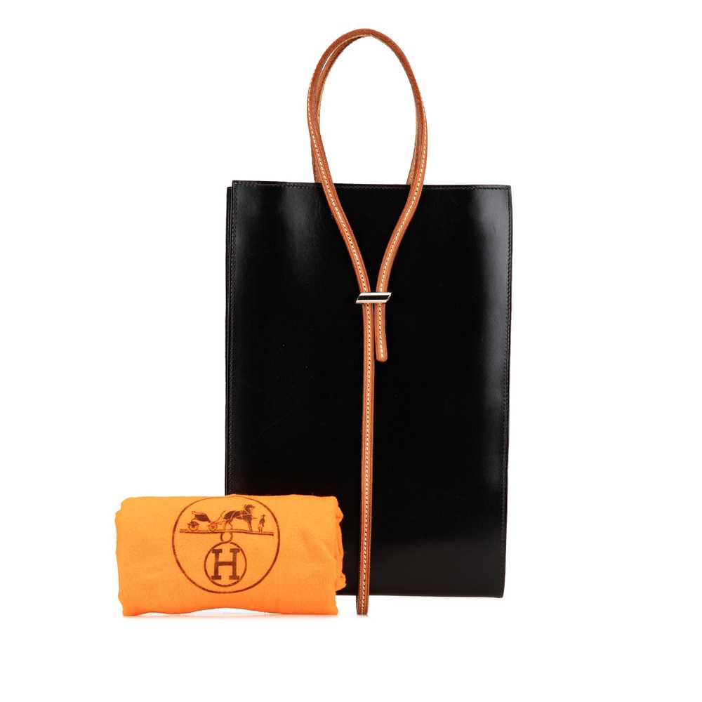 Black Hermès Box Calf Knot Flat Handbag - image 10