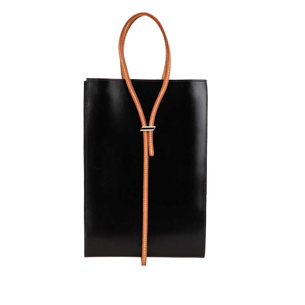 Black Hermès Box Calf Knot Flat Handbag - image 1