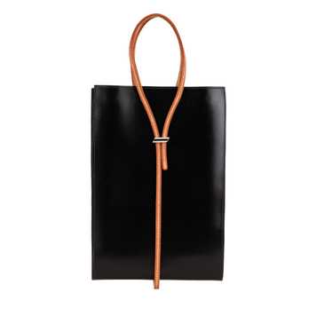 Black Hermès Box Calf Knot Flat Handbag - image 1