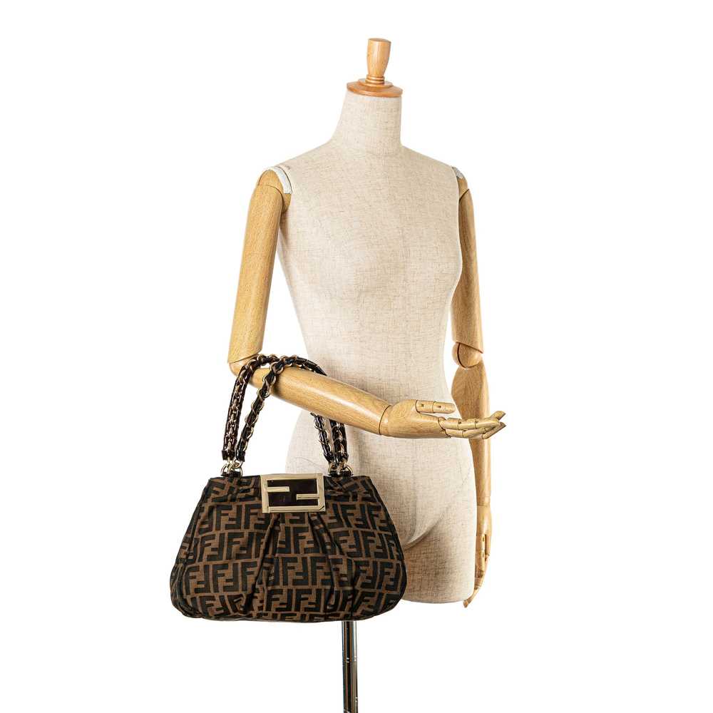 Brown Fendi Small Zucca Canvas Mia Chain Tote - image 9