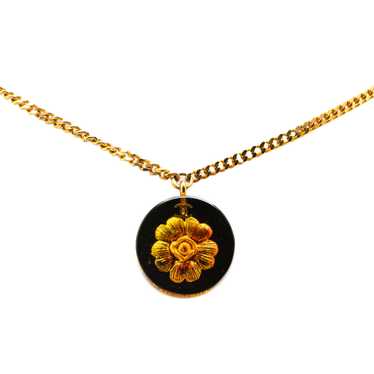 Gold Chanel Gold Plated And Resin Camellia Pendant