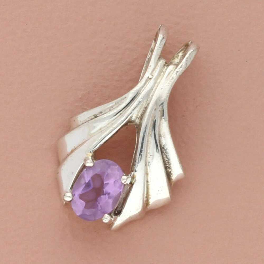 sterling silver vintage oval-cut purple amethyst … - image 1