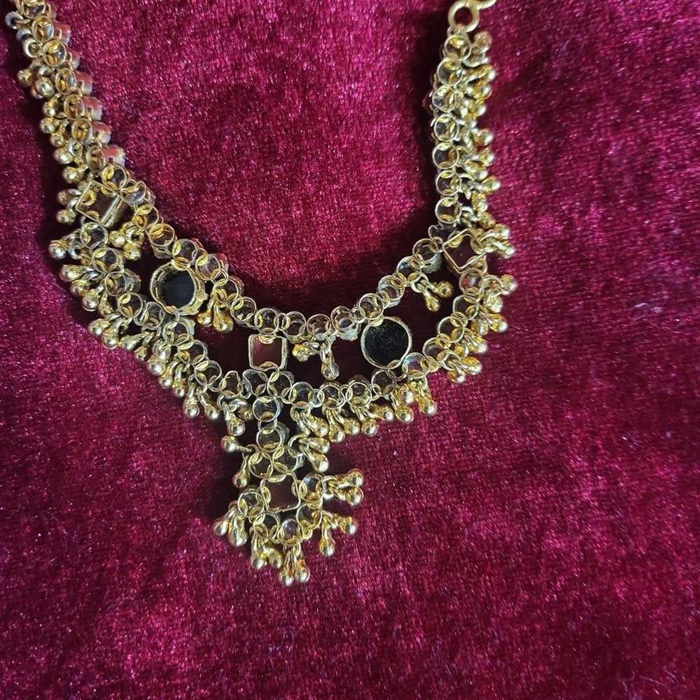 Gorgeous Vintage Bollywood Style gold tone neckla… - image 3