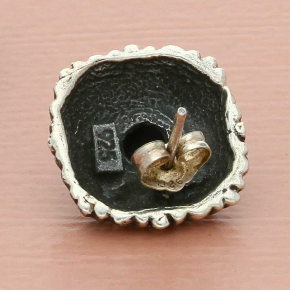 vintage sterling silver pebbled dome square post … - image 3