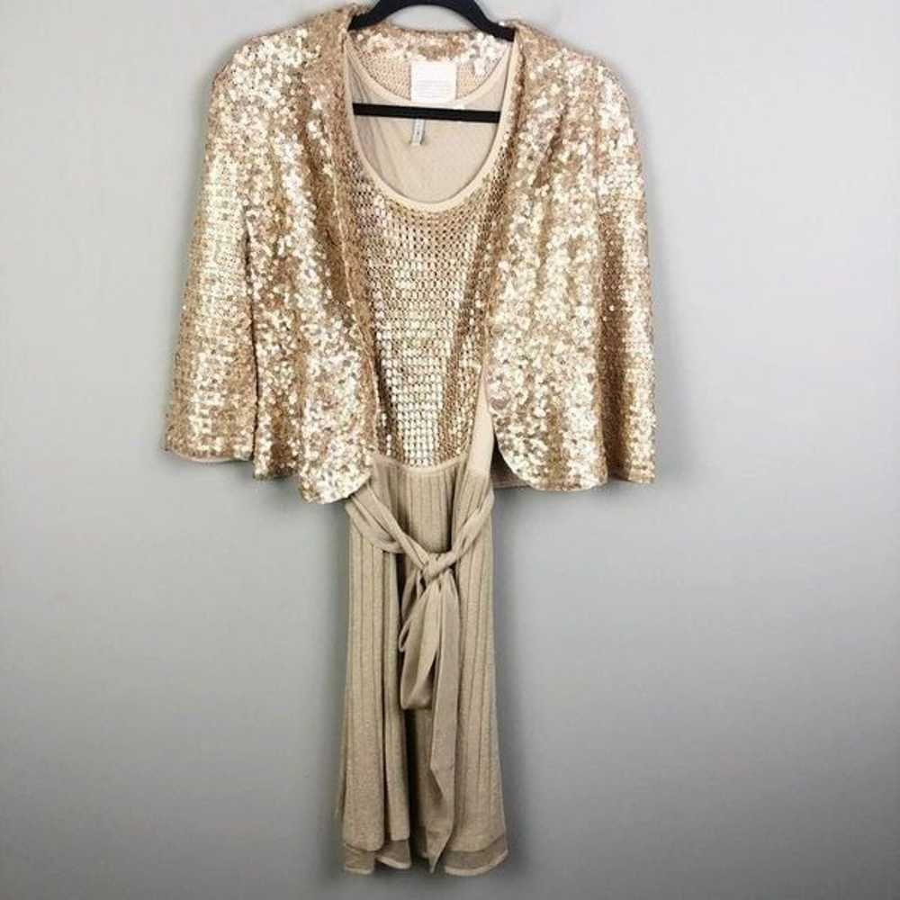 Iisli Matte Gold Sequin Dress/Jacket Set - image 1