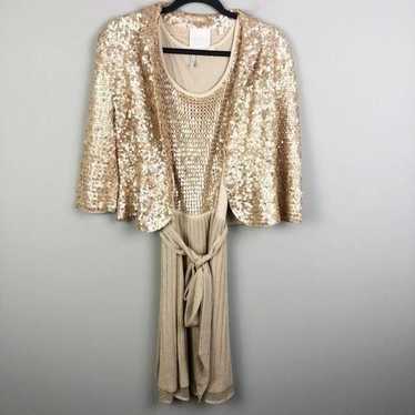 Iisli Matte Gold Sequin Dress/Jacket Set - image 1