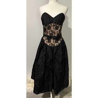 1987 Gunne Sax Strapless Black Lace & Taffeta Formal Dress Sz on sale XS