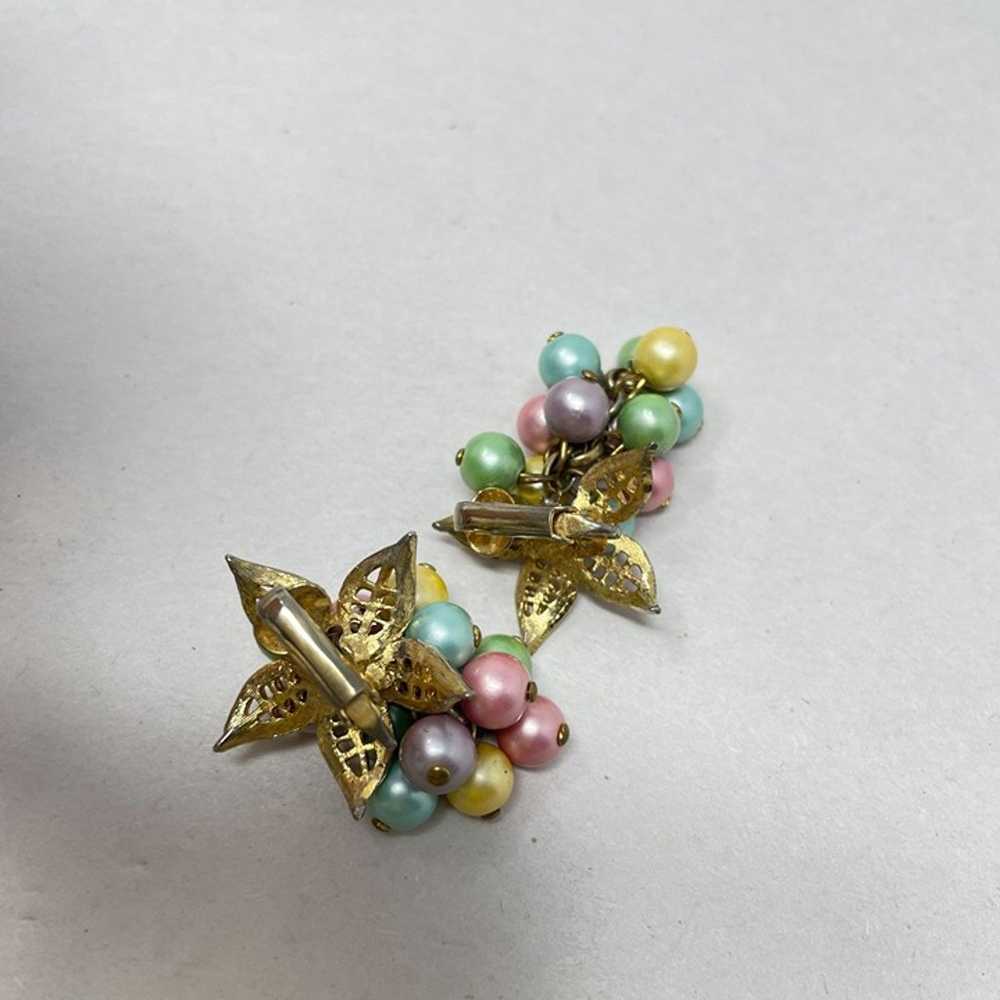 Vintage Pastel Grape Set Clip On Earrings Convert… - image 5