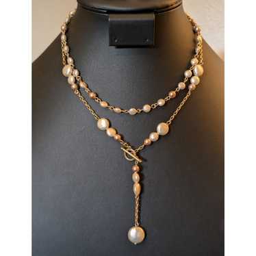 Vintage Anne Klein Double Strand Champagne Penny … - image 1