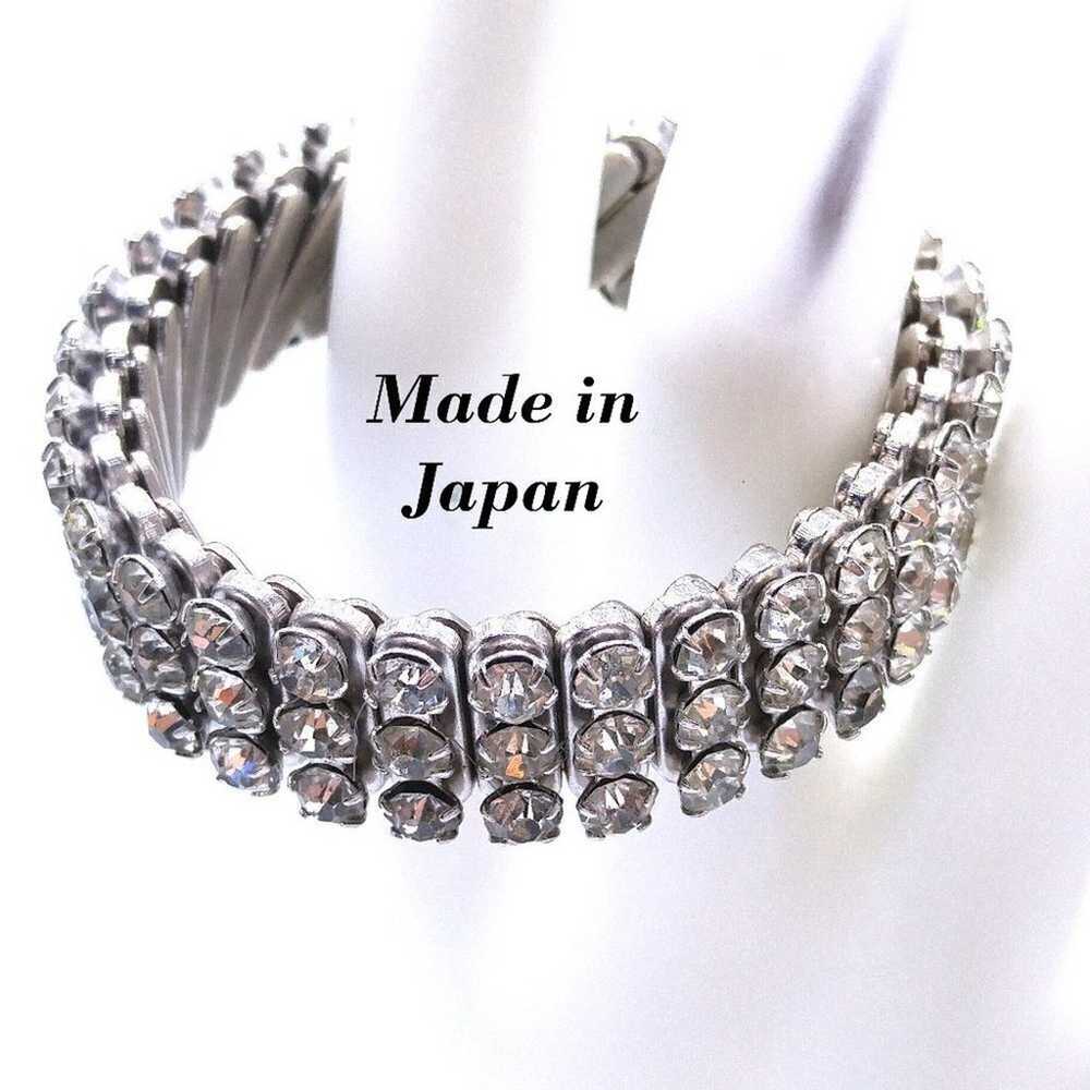 Japanese Vintage Clear Rhinestone Expansion Brace… - image 1