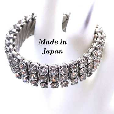 Japanese Vintage Clear Rhinestone Expansion Bracel