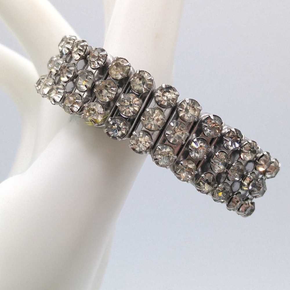 Japanese Vintage Clear Rhinestone Expansion Brace… - image 4