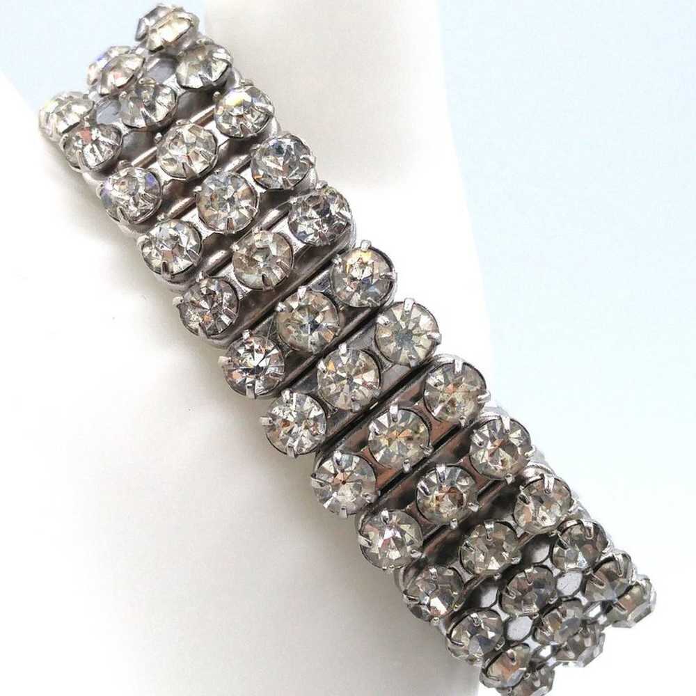 Japanese Vintage Clear Rhinestone Expansion Brace… - image 9