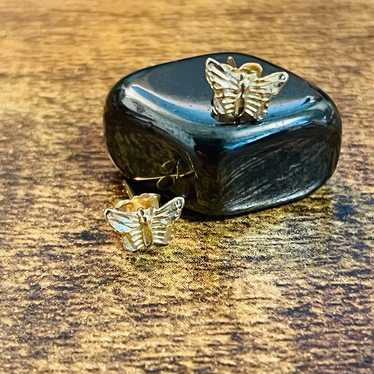 Vintage 14K YG Butterfly Stud Post Earrings