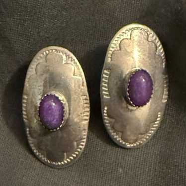 Sterling silver amethyst southwestern earrings