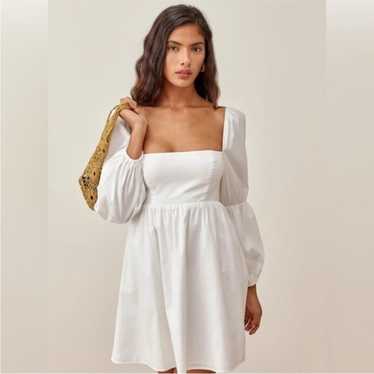 Reformation white Michaela babydoll mini dress