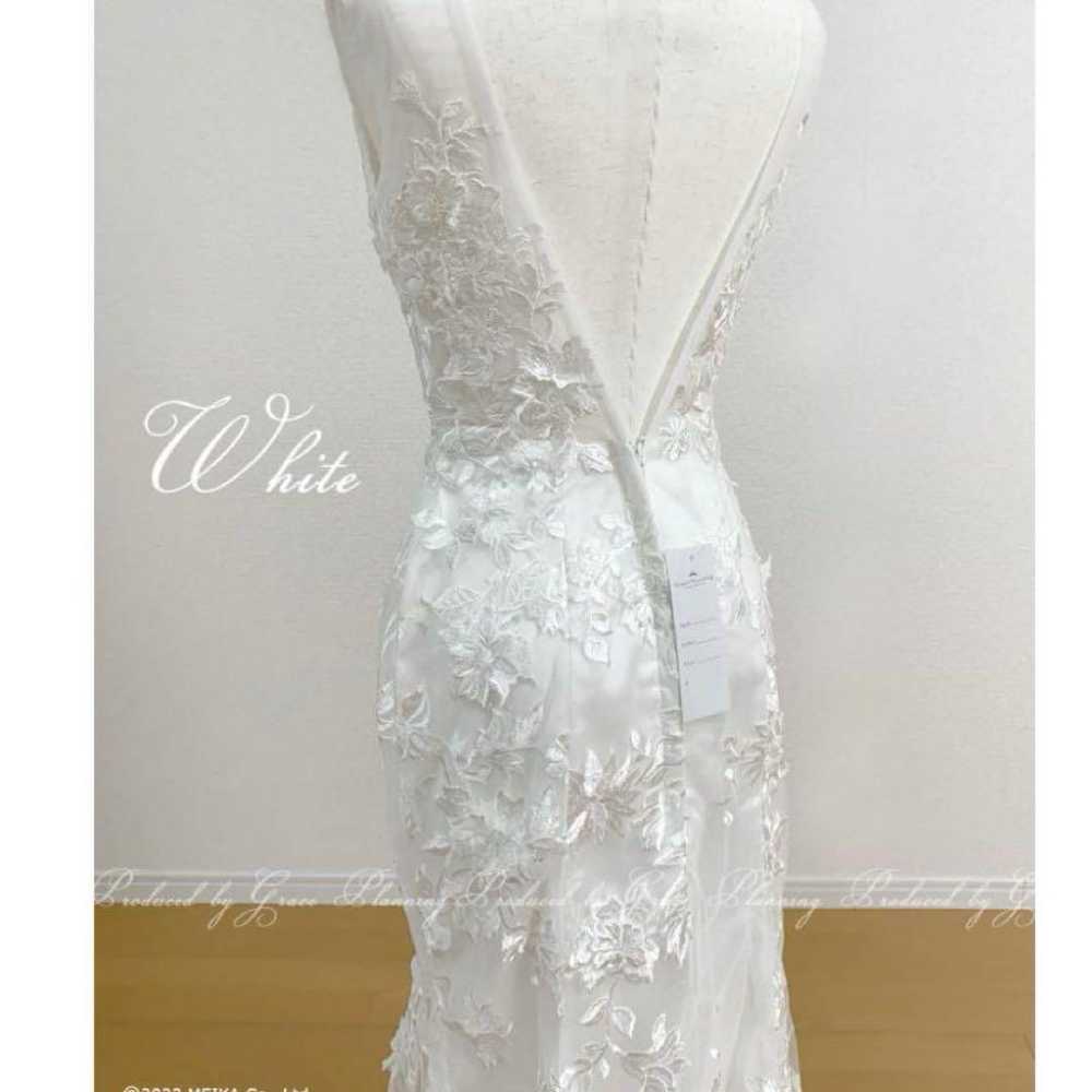 Mermaid wedding dress size 7, white. - image 2