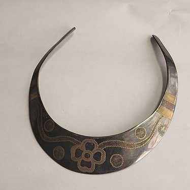 Silver Plated Brass Choker 1970s Era Vintage - image 1