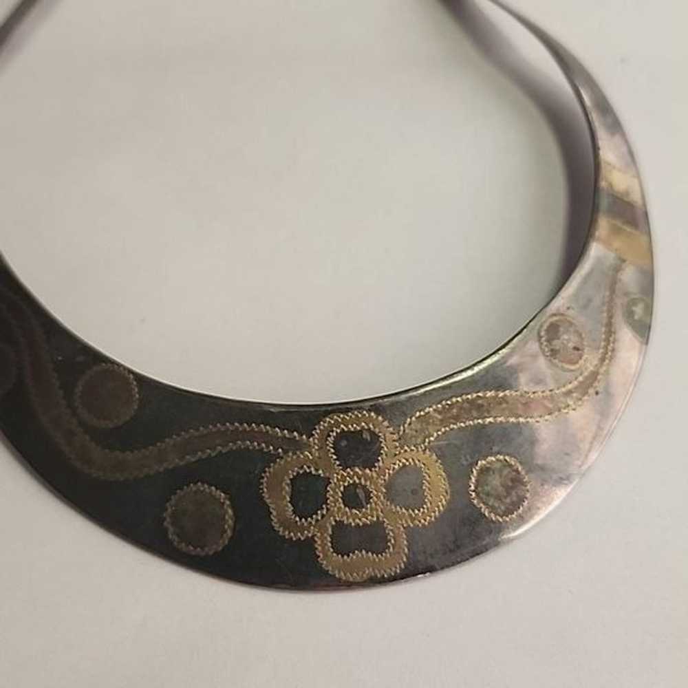 Silver Plated Brass Choker 1970s Era Vintage - image 2