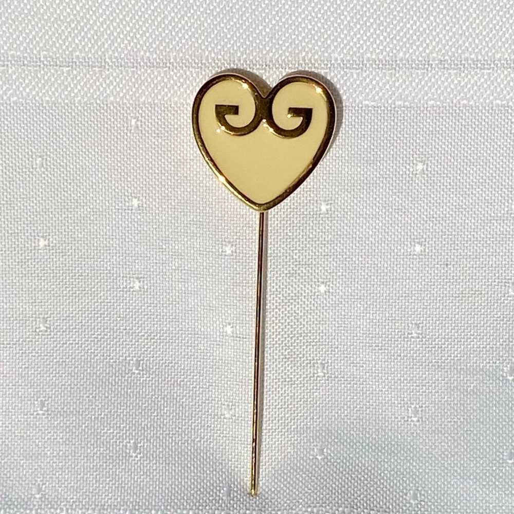 Vintage Givenchy Heart Cream Gold Tone Heart Stic… - image 11