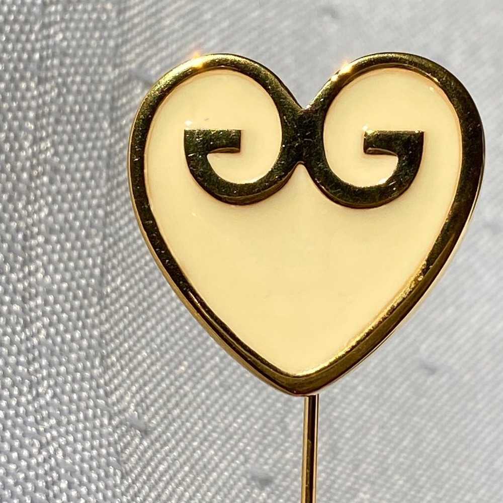 Vintage Givenchy Heart Cream Gold Tone Heart Stic… - image 4