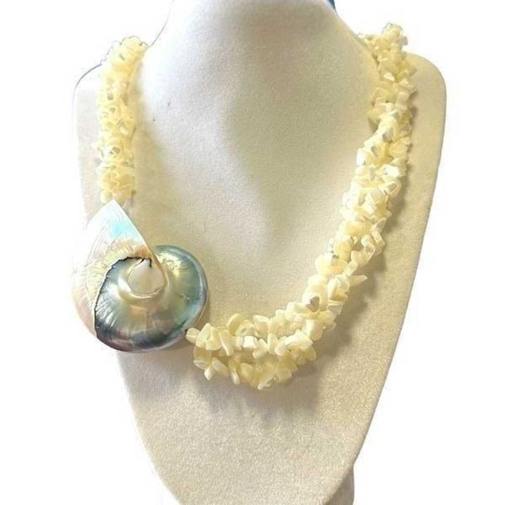 Nautilis Shell Mother Of Pearl Vintage Necklace, … - image 1