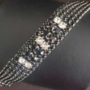 Weiss Vintage Black and Icy Rhinestone Bracelet