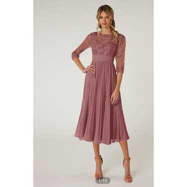 AZAZIE TUTU A-Line Boatneck Lace Chiffon Tea-Lengt