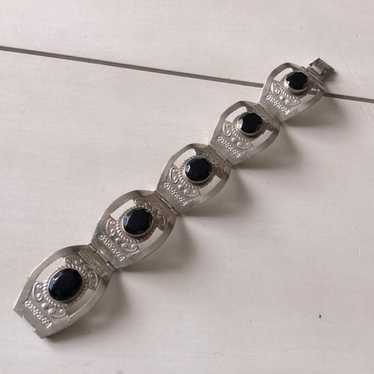 Vintage Mexican Taxco 925 silver onyx bracelet