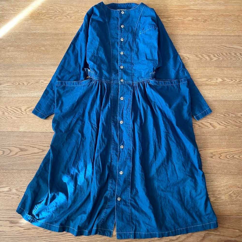 HAI SPORTING GEAR Issey Miyake Denim Shirt Dress M - image 1