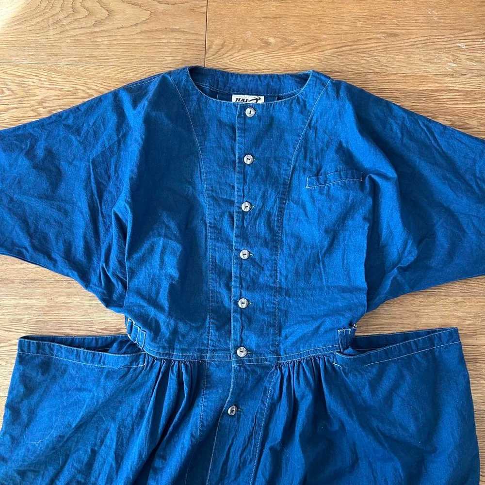 HAI SPORTING GEAR Issey Miyake Denim Shirt Dress M - image 4