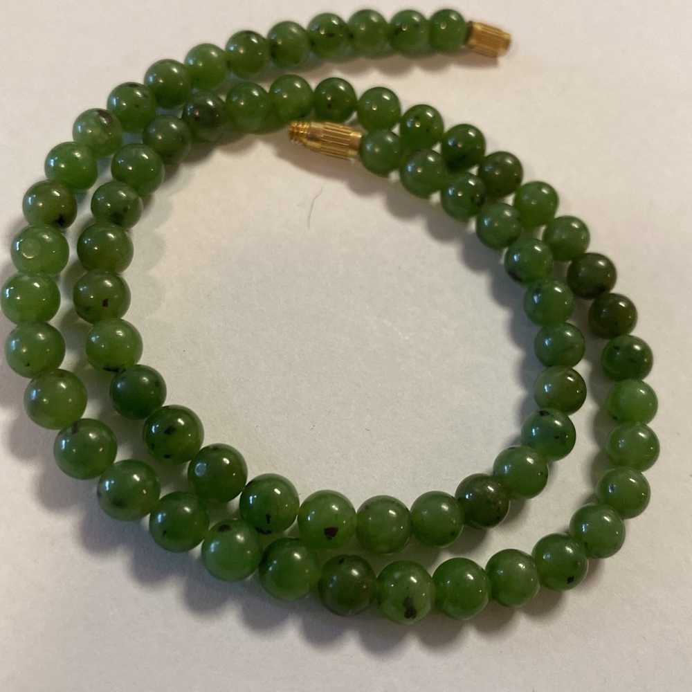 Genuine Jade Beads Necklace ~ Gemstone Vintage Je… - image 1