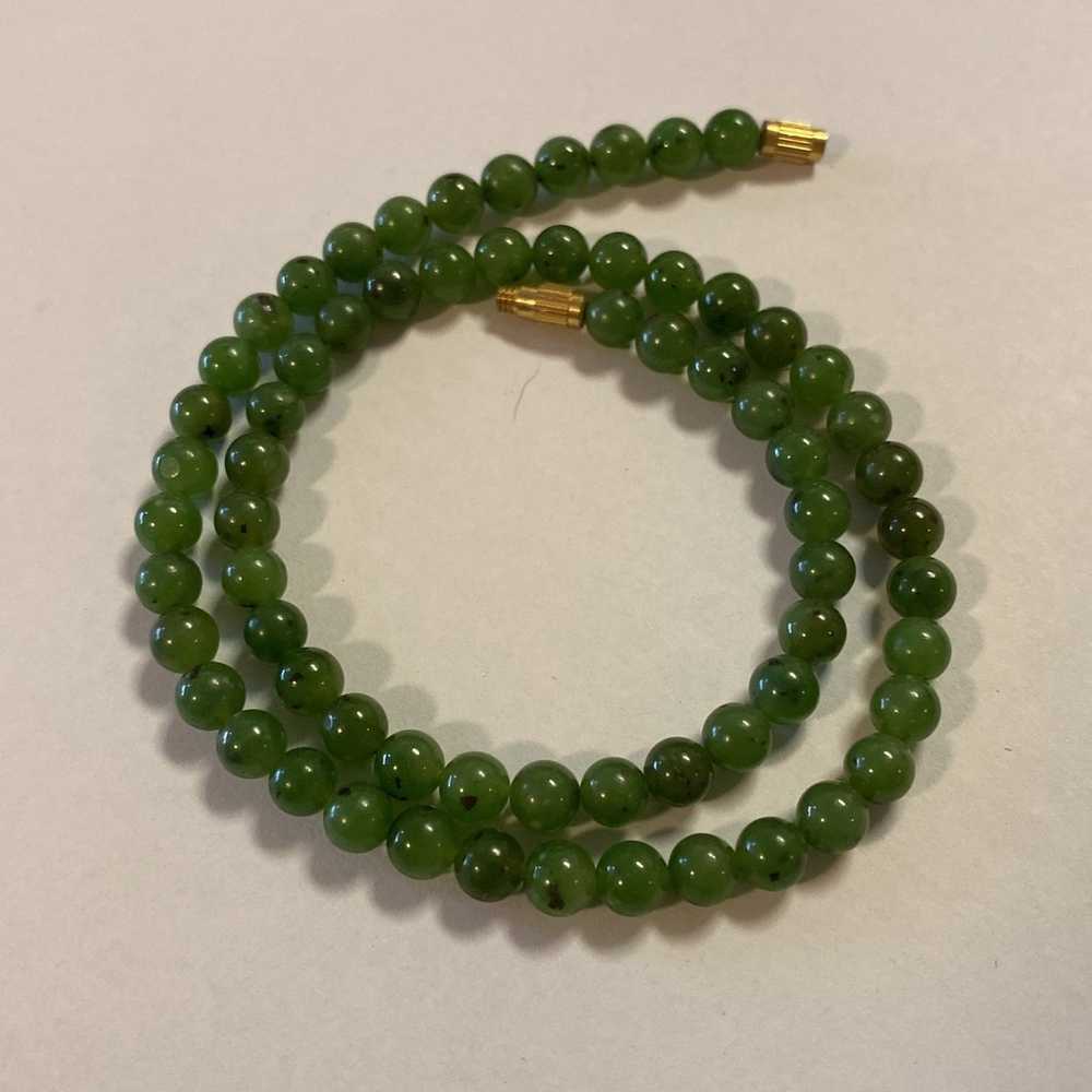 Genuine Jade Beads Necklace ~ Gemstone Vintage Je… - image 2