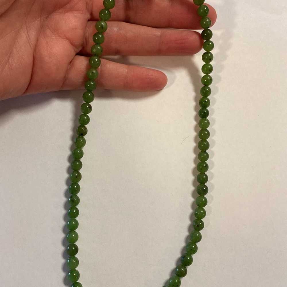 Genuine Jade Beads Necklace ~ Gemstone Vintage Je… - image 3