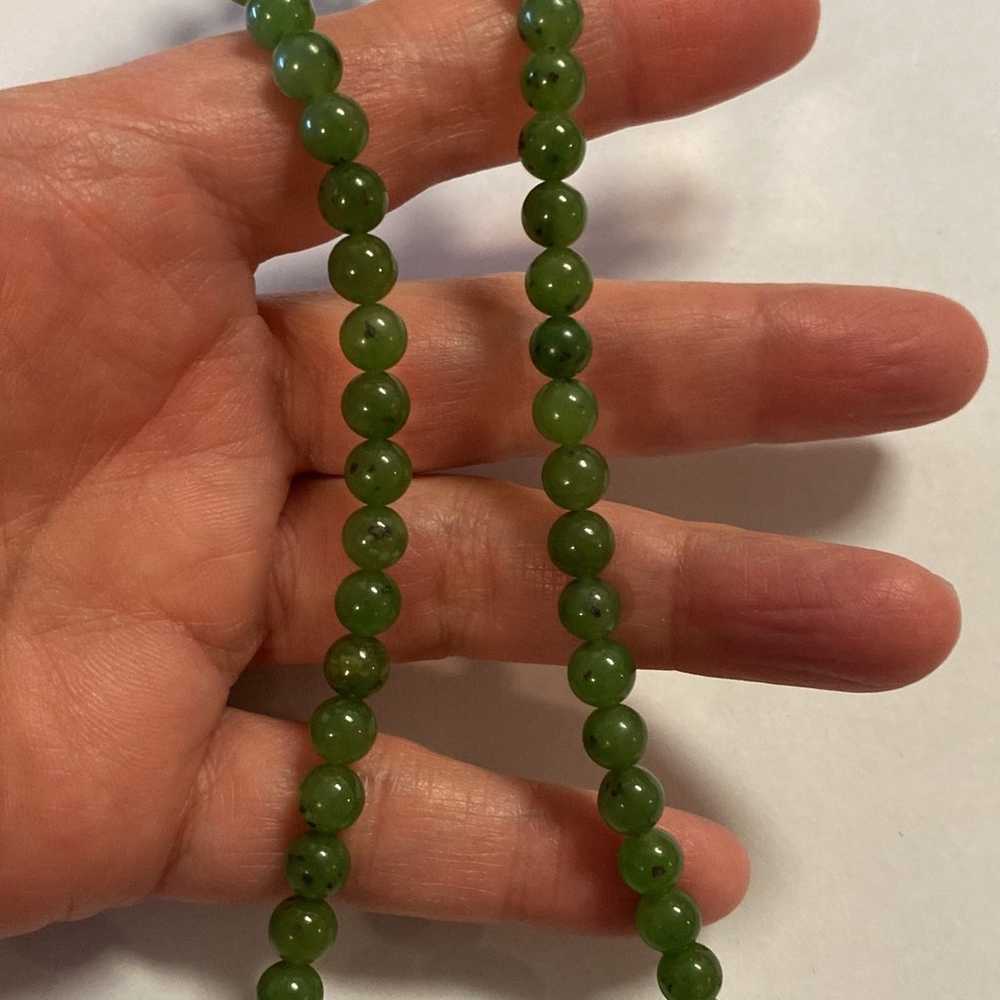 Genuine Jade Beads Necklace ~ Gemstone Vintage Je… - image 5