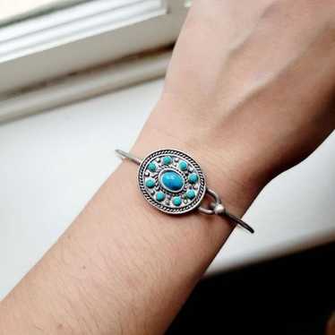 Vintage Dainty Turquoise Boho Bohemian Wire Bangle