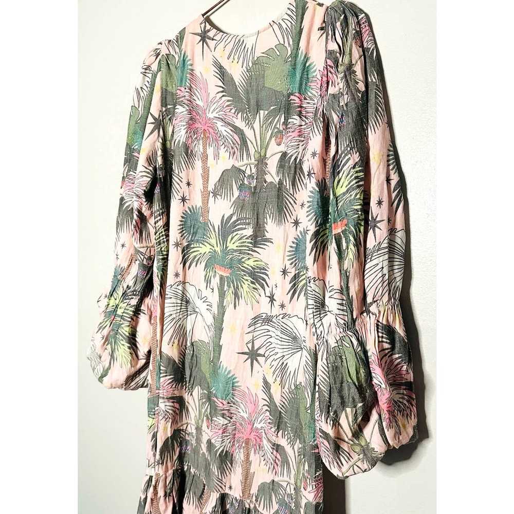 LoboRosa Pink Floral Puff Sleeve Palms Button Fro… - image 6