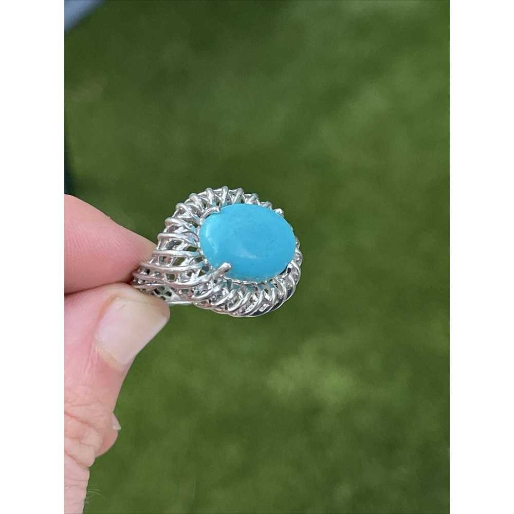 Vintage Sterling Silver Ring 925 Size 5 Turquoise… - image 10