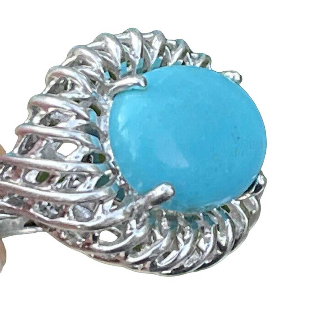 Vintage Sterling Silver Ring 925 Size 5 Turquoise… - image 1