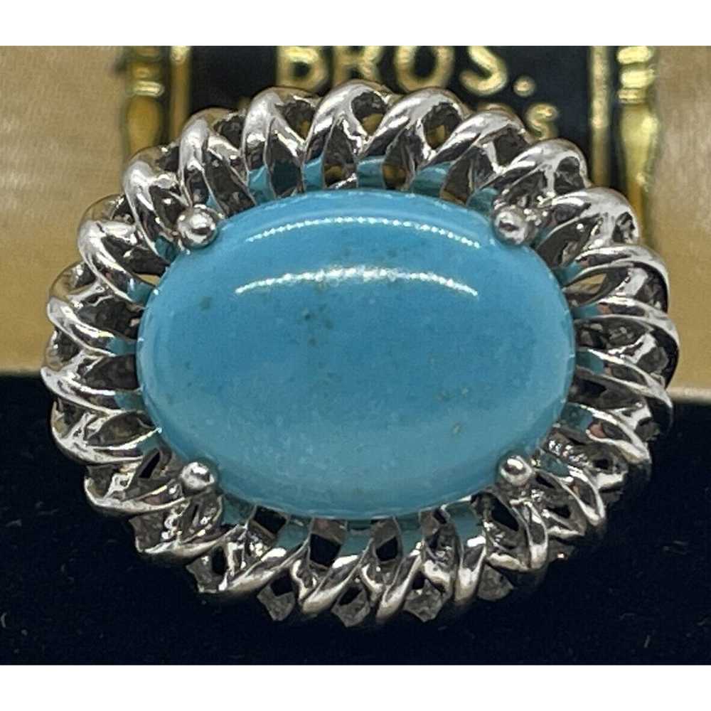 Vintage Sterling Silver Ring 925 Size 5 Turquoise… - image 2