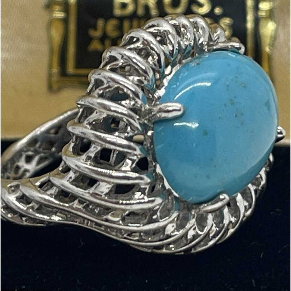 Vintage Sterling Silver Ring 925 Size 5 Turquoise… - image 4