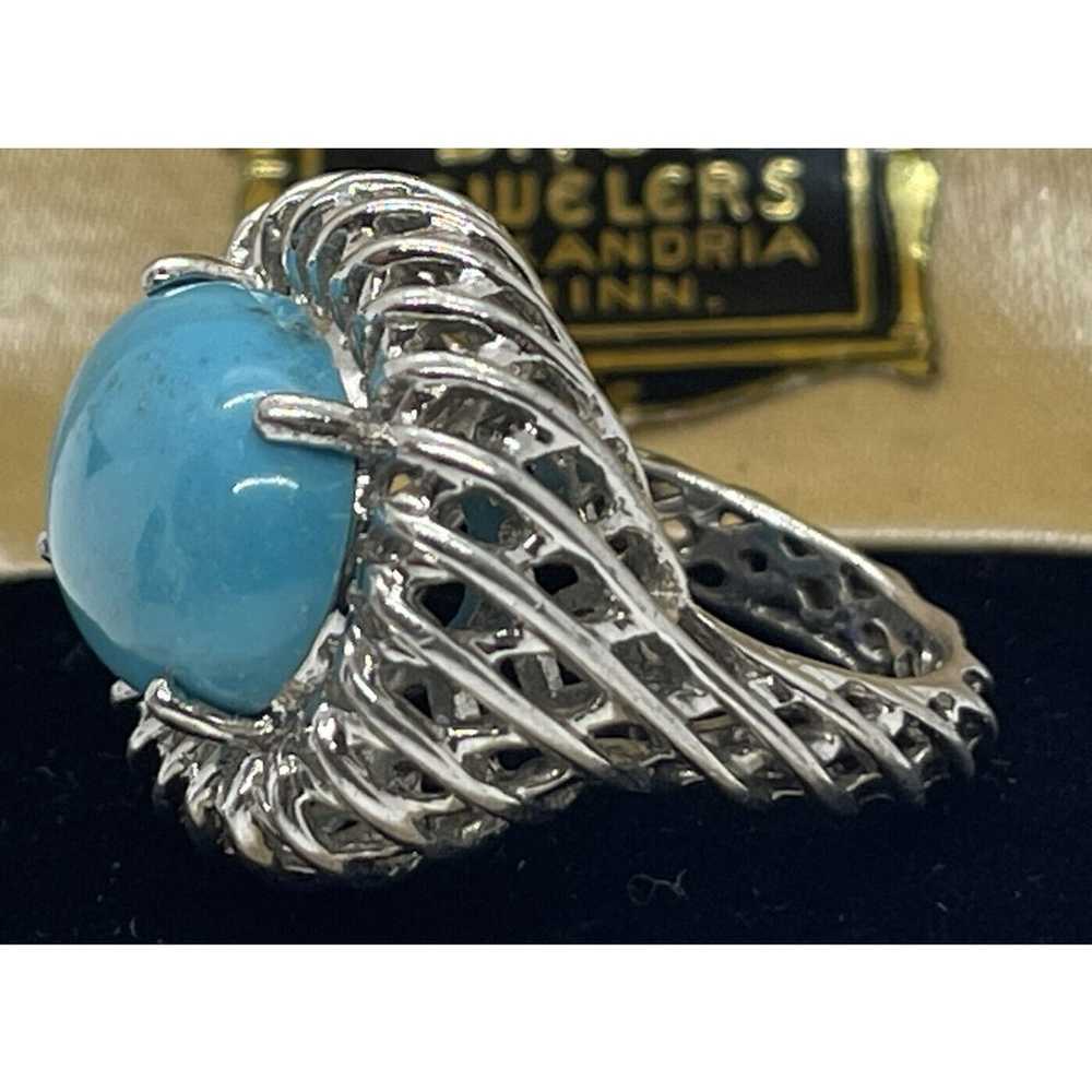 Vintage Sterling Silver Ring 925 Size 5 Turquoise… - image 7