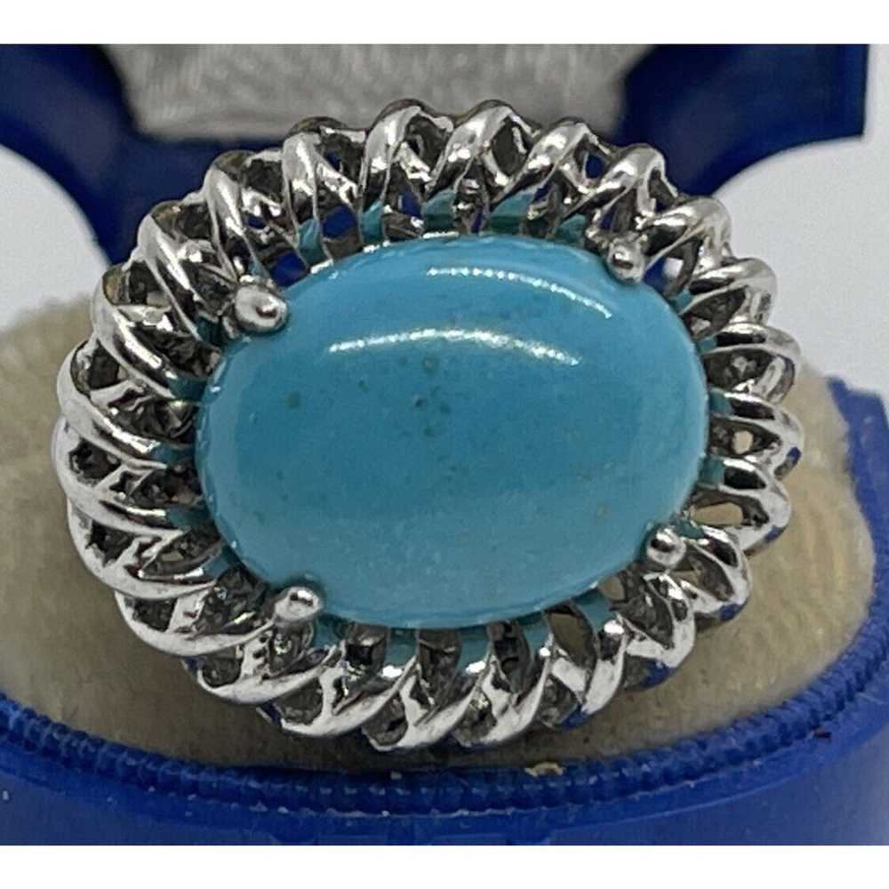 Vintage Sterling Silver Ring 925 Size 5 Turquoise… - image 8