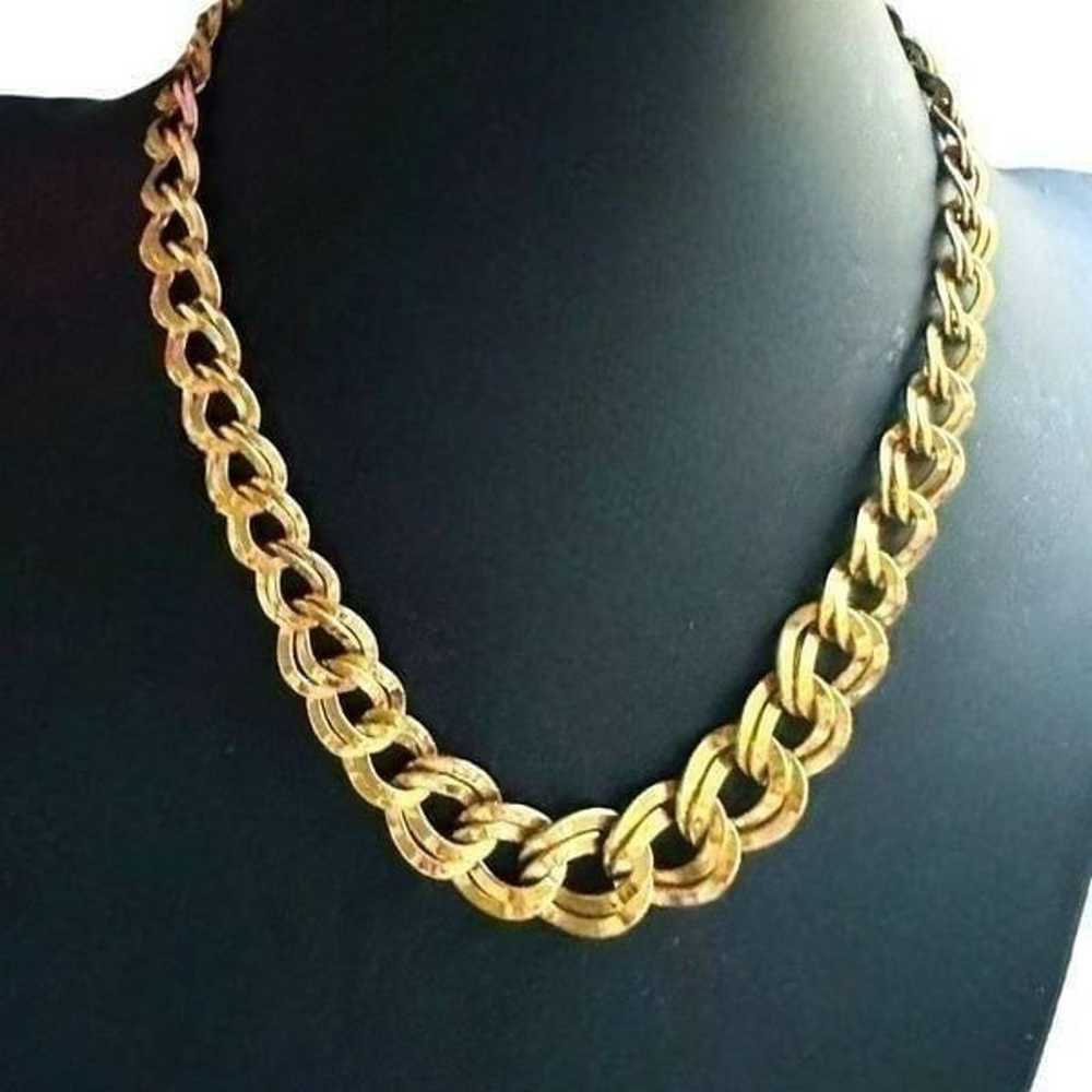 MONET Vintage Gold Plated Chain Link Necklace 16”… - image 1