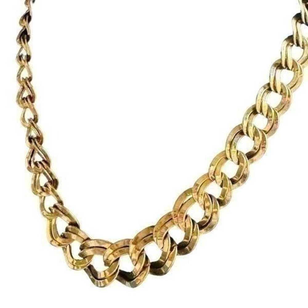 MONET Vintage Gold Plated Chain Link Necklace 16”… - image 5